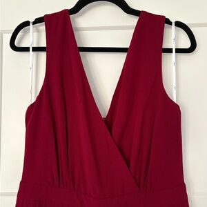 Lulu's Deep Red V-Neck Jumpsuit